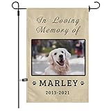 Pet Dog Memorial Garden Flag Personalized - in Loving Memory of Loss Dog Banner, Custom Flags with Dog Photo and Name - Dog Sympathy Remembrance Gift for Pet Owner/Dog Mom Dad - Indoor Outdoor Decor