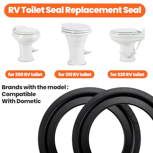 Image of HINZIC 4pcs RV Toilet Seal, Rubber Replacement Flush Ball Seal Gasket Kits, 385311658 RV Toilet Sealing Parts Compatible with Dometic 300 /310 /320, for Water Leakage, Odor Problem