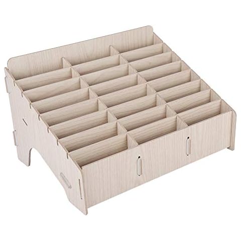24 Grids Holz Aufbewahrungsbox Handy Management Racks Schreibtisch Ordentlich Cover