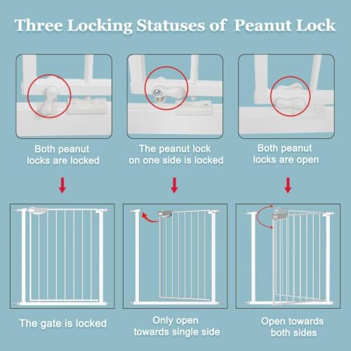Image of WAOWAO Triple Lock Baby Gate Extra Wide 67.32-72.04 inch Pressure Mounted Walk Through Swing Auto Close Safety White Metal Dog Pet Puppy Cat for Stairs,Doorways,Kitchen