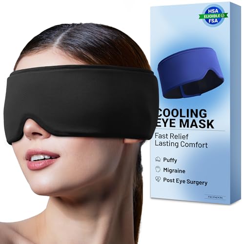 Image of Cooling Gel Eye Mask for Puffy Eyes, Migraine & Headache Relief, Full Eye-Area Cold Compress for Eyes & Temples, FSA Eligible HSA Reusable Eye Ice Pack for Swelling & Post-Surgery Recovery