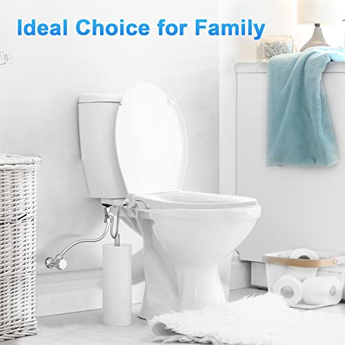 Bidet Toilet Seat Elongated,Non-Electric Bidet Seat,Toilet Water Spray,Bidet Attachment For Toilet Dual Nozzle With Self Cleaning, Adjustable Water Pressure, White - Slow Close Toilet Cover #TOP2
