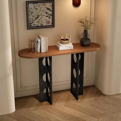 Estilo medieval madera Interior decorativo recibidor mesa, recibidor consola mesa, Artístico entrada consolas, Estilo rústico mueble pasillo, para sala de estar, pasillo.(Brown black,80*35*80cm)