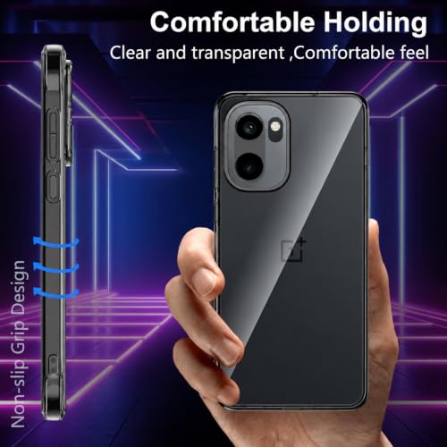 Image of VONZEE Compatible with Oneplus 15r 5G Back Cover Case Clear,[ Anti Yellow ][Military Grade Protection] Hard PC Back Cover Transparent-Black