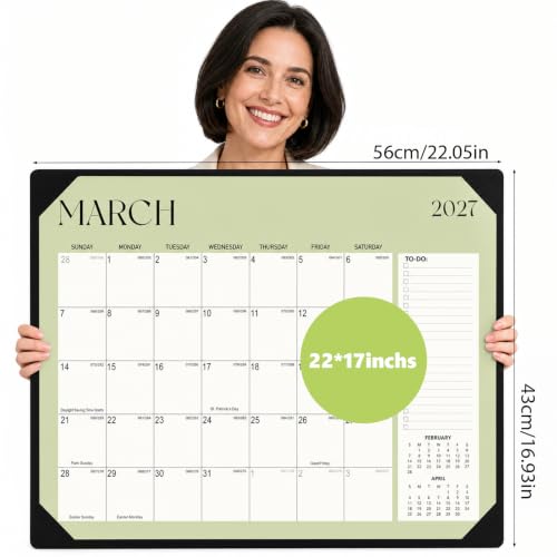 Image of Desk Calendar 2026-2027 with Desk Mat, 18-Month Large 22 inch x 17 inch Desk Pad Calendar from Jul 2026 to Dec 2027, Seasonal Theme Desktop Monthly Calendar for Home Office School