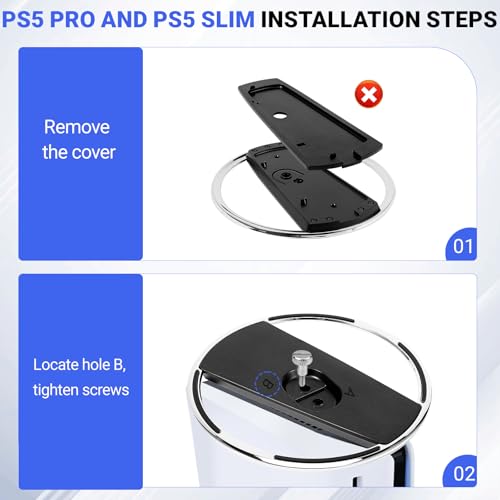 Zorplex Soporte Vertical para Consola PS5/PS5 Pro,aleación de zince&ABS Accesorios de PlayStation 5, Compatible para PS5 (Disco y Edición Digita) l, con Base Antideslizante y Tornillo - imagen 6