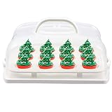 ZOAJU Rectangle Cake and Cupcake Carrier with Collapsible Handles, Portable Pie Carrier for Halloween Christmas