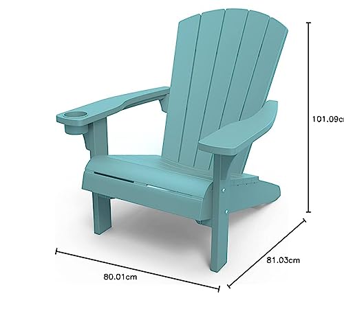 Image of Keter Alpine Adirondack Resin Outdoor Furniture Patio Chairs with Cup Holder-Perfect for Beach, Pool, and Fire Pit Seating, Teal