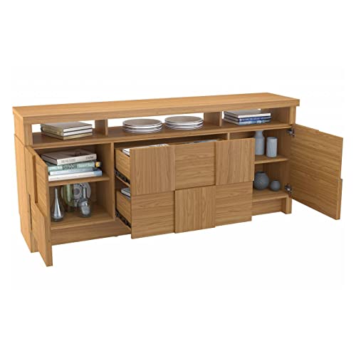 Balcão Buffet Tamburato Quadriculado 2 Portas TB282 100% MDF Dalla Costa - Freijó