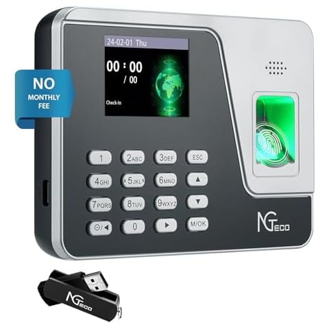 NGTeco Time Clocks for Employees Small Business, Upgraded Fingerprint Time Clock Supporting Shift Schedules, Standalone Time Card Machine Automatic Punch in Out (No Need WiFi) Cover