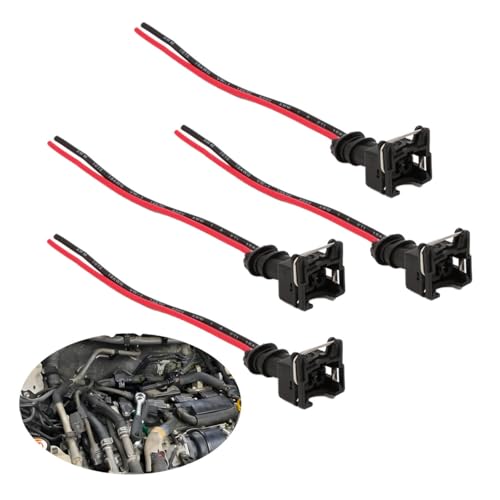 4 Pcs Car Fuel Injector Connector, With Extended Pigtail Wiring Harness, Waterproof Shell Copper Core Fuel Injector Rebuild Kit Universal For Most Cars