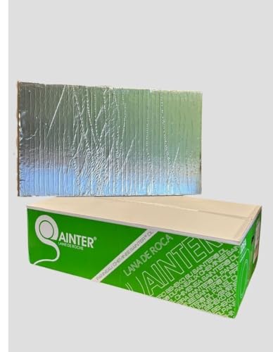 Sainter® Placa de Lana de Roca con Aluminio, Aislamiento para Chimeneas, 1000x600x30mm, Alta Densidad 100kg/m³