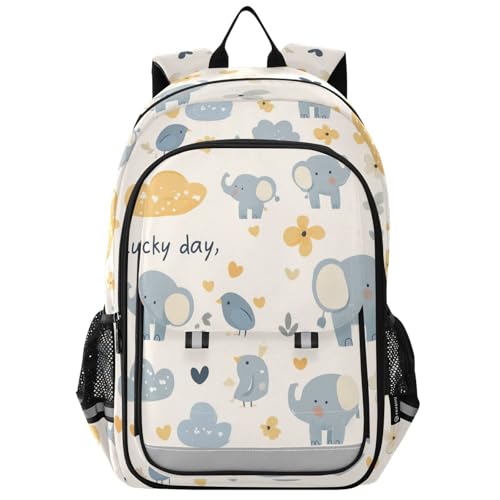 personalized backpack for kids 8-12： casual bookbag for kids in assorted colors - blue elephant cartoon cute