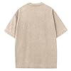 Women Mens Cotton T-Shirts Washed Vintage Tee Solid Basic Tee Crew Neck Shirts Casual Loose Tops for Unisex, Apricot, L #5