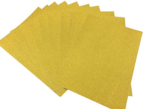 10 Blatt Glitzer Papier Glänzend Bastelpapier A4 Farbiges Tonpapier Sortiert Glitzer Karte Glitterkarton Patchwork Bling-Bling Karton für DIY Handwerk Scrapbooking Gelb Cover