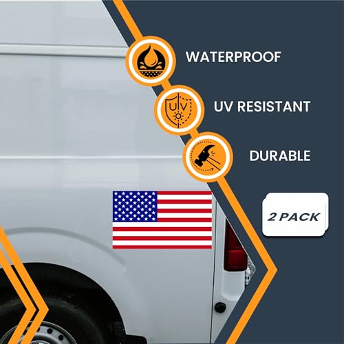 Image of Magnet Me Up American Flag Magnet Decal, 7x12 inches, 2 Pack, Red White and Blue, Heavy Duty Automotive Magnet for Car Truck SUV