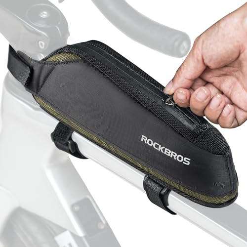 ROCKBROS(ロックブロス)トップチューブバッグ 自転車バッグ 小物収納 小型 おしゃれ 軽量 簡単装着 安定性 汎用 ロードバイク スリムデザイン 膝に当たらない 0.65L フレームバッグ スリム 収納バッグ サイクリング マウンテンバイク 通勤