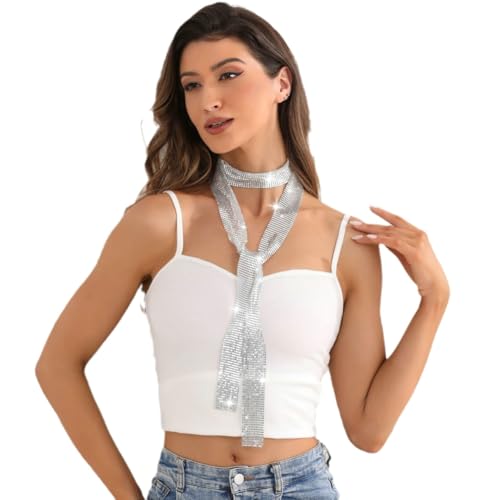 Sequins Neck Tie Scarf for Woman Glitter Sparkle Metal Neckerchief Party Evening Long Thin Skinny Tie Shawls 6