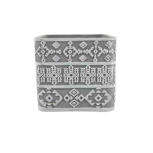 Ef2pRc8kF Maceta Maceta de Forma Cuadrada con Orificios Drenaje, Maceta Cemento patrón Relieve Blanco Fondo Gris, for balcón, Sala Estar y Dormitorio