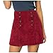 JINGFAN Pas Cher Cadeau de la Saint-Valentin Femme Mini Jupe Courte Chic Taille Haute Couleur Unie Grande Taille Poche Boutons Velours Côtelé Jupe Irrégulière Zippés Jupe à La Hanche