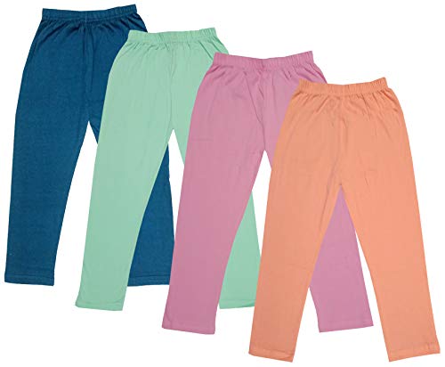 Image of IndiWeaves Girls Super Soft Cotton Solid Capri Pants (Peach, Light Purple, Sea Green, Blue, 12-14 Years) Pack of 4