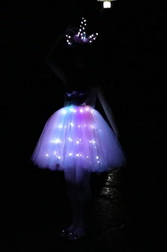 Miniatura 6 de Disfraz de princesa de unicornio para niñas, disfraz de fiesta de cumpleaños con luz LED, vestido de tutú de Halloween con diadema