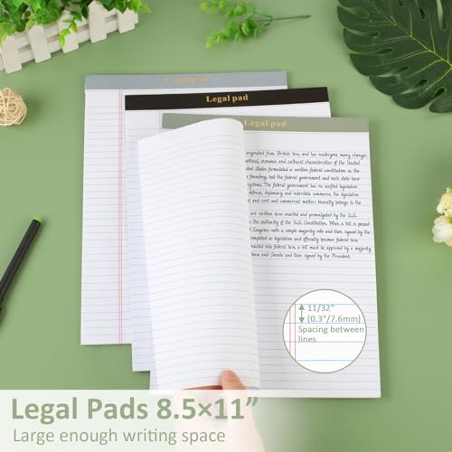 AZUREAL Pacote com 3 blocos legais 21 x 28, blocos de notas de borda larga 21 x 28, blocos de escrit