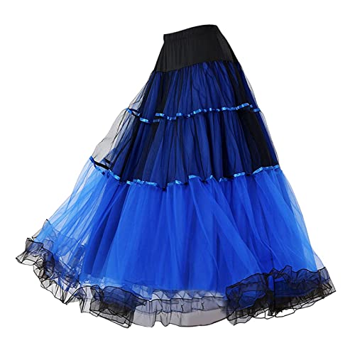 Robe de danse latine marine pour femme avec jupe plissée fluide