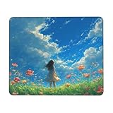 Mauspad Feld Mädchen kleines Mousepad 270 x 220 mm mit Rutschfester Gummiunterseite, wasserdichtes Mauspad, Gaming Mauspad für Damen, Herren, kabellose Maus Laptops, Zuhause, Büro, Reisen g-881