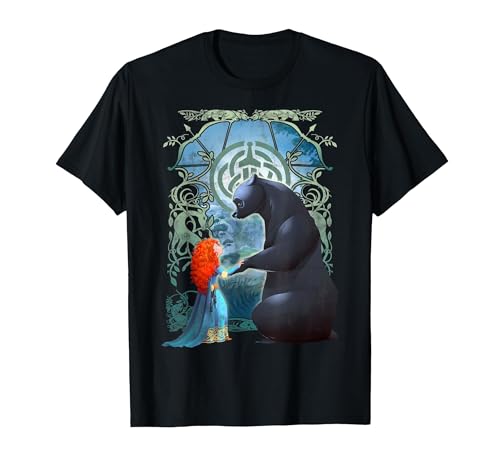 18PRIN00248A-003 Disney Pixar Brave Merida And Bear Profile Portrait Maglietta, Uomo, Nero, XL