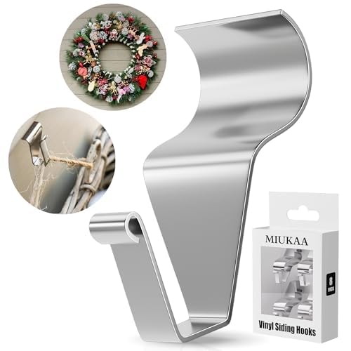 MIUKAA Vinyl Siding Hangers Hooks (8 Pack), Sturdy No Hole Hooks for Hanging Outdoor, Clips to Hang...