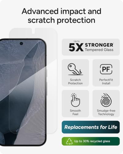 Image of ZAGG Glass Elite Google Pixel 11 Pro XL Screen Protector | 5x Stronger Tempered Glass, ClearPrint Anti-Fingerprint, 30% Recycled Glass, InvisibleShield, Easy PerfectFit Installation