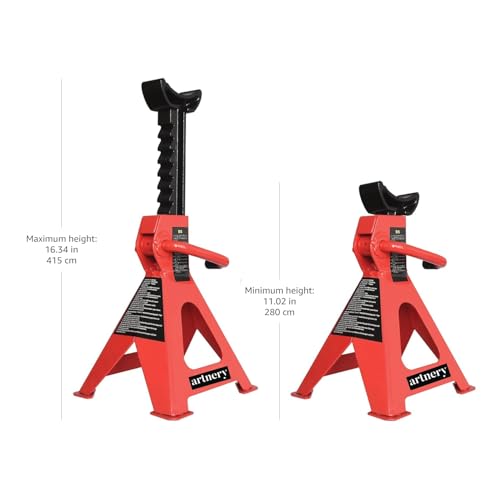Image of Double Saftey Steel CAR Double Locking Jack Stand with Heavy Duty SELF Locking Ratchet Handle with Saftey PIN (3 TON)