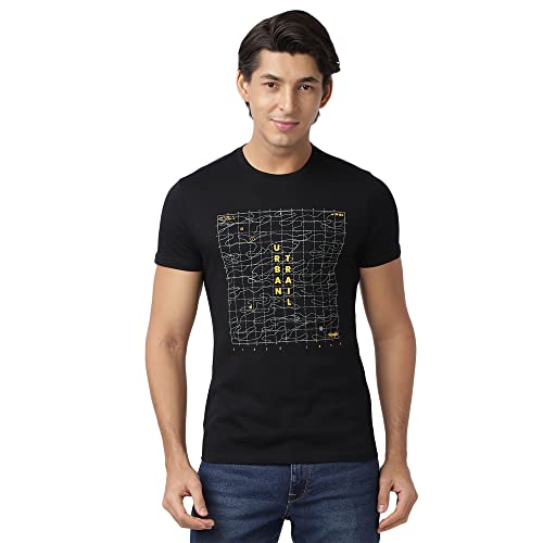 Image of Wrangler Men Black Graphic Regular Fit T Shirt