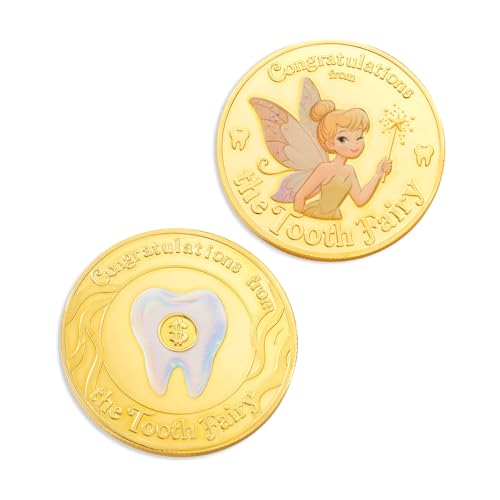 Meliatomia Tooth Fairy Gifts for Boys & Girls Tooth Fairy Coins Token - First Tooth Keepsake & Magical Milestone Gift Golden Coins Token Lost Teeth Reward Coin (1PC)