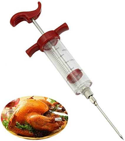 S-TROUBLE Stainless Steel Spice Syringe Marinade Injector Flavor Syringe Cooking Meat Poultry Turkey Chicken Kitchen BBQ Tool