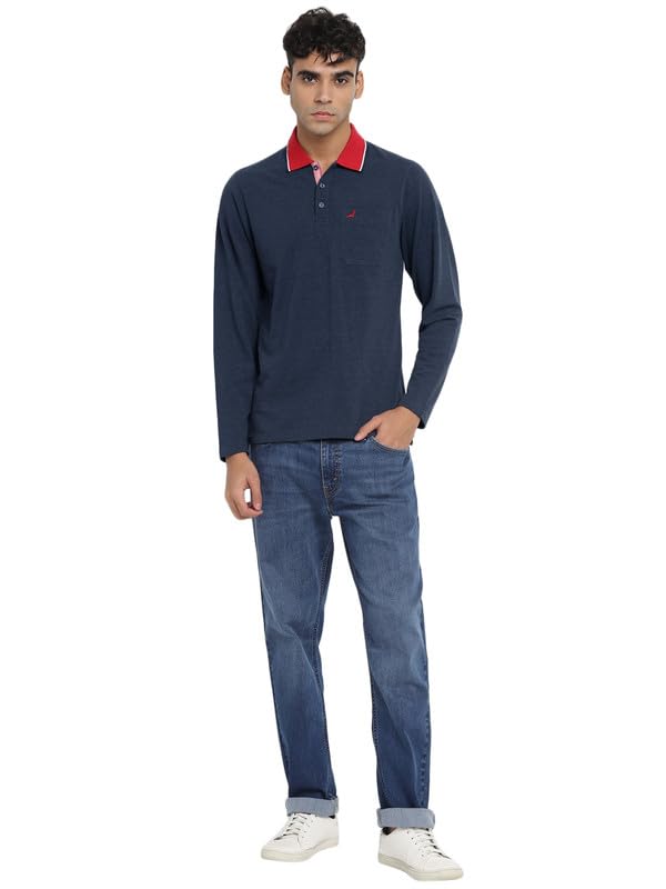 Image of AMERICAN CREW Full Sleeves Polo Collar T-Shirt with Pocket for Men