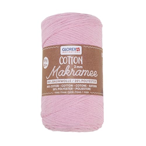 Glorex 5 1008 30-Makramee 2 mm, 250 g, Rose, Longueur 225 m, Fil ...
