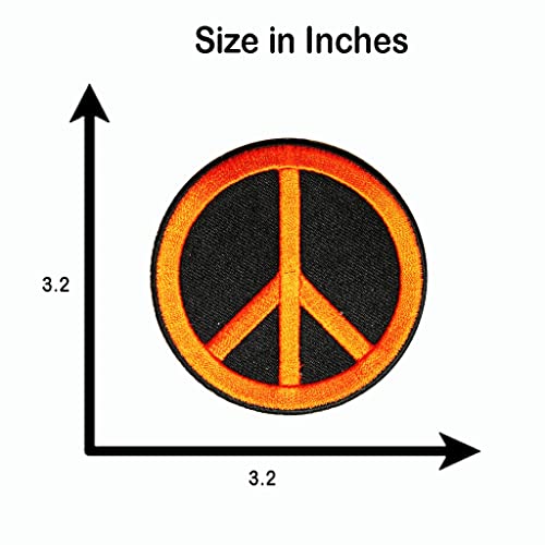 Image of Motohog Unique Embroidered Iron & Sew on Patch (Peace Symbol, Orange) 3.2X3.2 inches