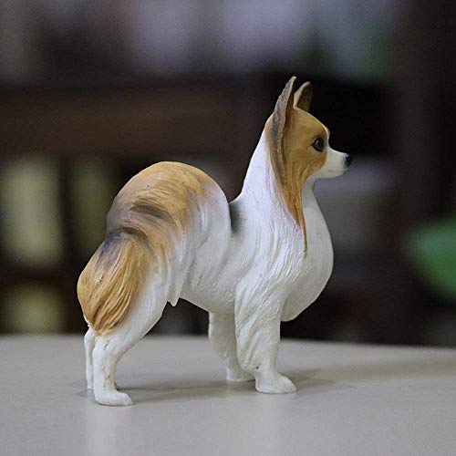 NEDLON Polyresin 764942826233 Mini Papillon Hund Figur Home Office Schreibtisch Welpe Hund Figur Dekoration Auto Armaturenbrett Grau