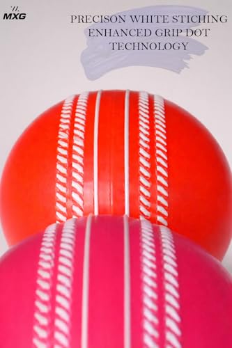 Image of MXG Yorker I-10 Cricket Ball | Heavy Bounce Ball for Street, Ground, Practice, Training & Matches (Pink+Orange, Pack of 2)