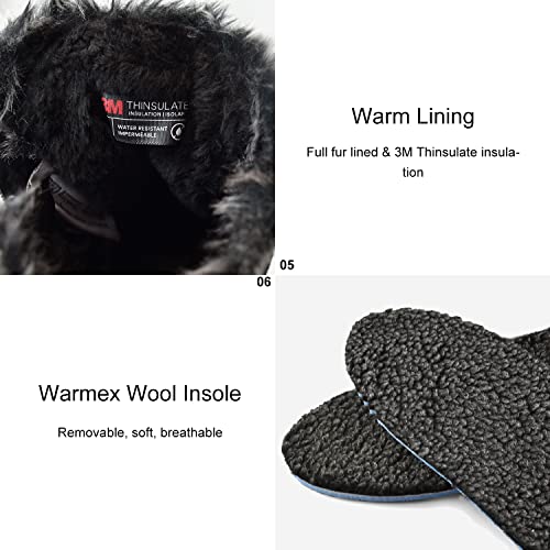 Comfy Moda Winter Boots For Women, Waterproof Fur Lined Snow Boots W/ 3M Thinsulate Insulated, Warsaw Short, Premium Suede, Black, Size 9 #TOP5