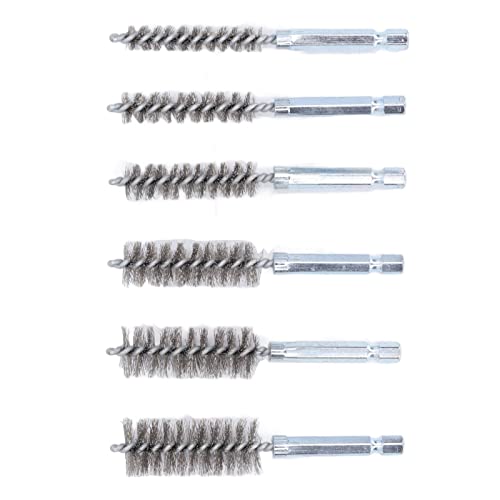 Image of Wire Brush Set Drill Brush 6pcs 4in Wire Brushes with 1 /4in Hex Shank (Steel Wire (Silver))