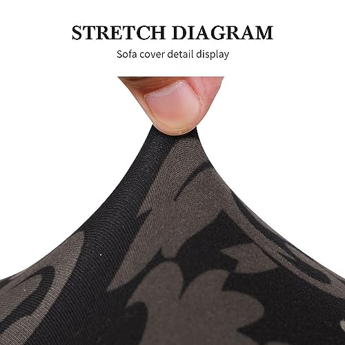 Image of SearchI Seat Covers for Dining Room Chairs Stretch Printed Chair Seat Covers Set of 6, Removable Washable Upholstered Chair Seat Protector Cushion Slipcovers for Kitchen, Office(Black /Brown)