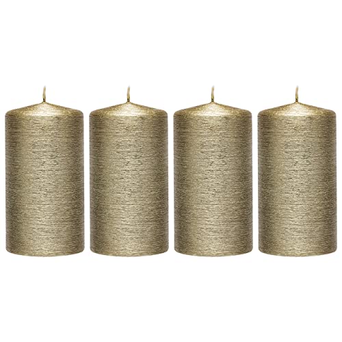 Christmas Candles, Satin Gold, Set of 4, 130x70 mm