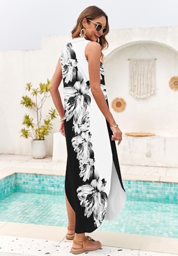 Image of AUSELILY Womens Summer Casual Maxi Dresses 2026 Sleeveless Long Beach Dresses V Neck Loose Sundresses with Side Split Pockets