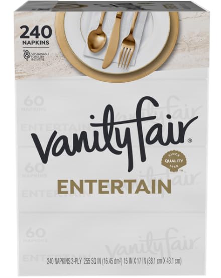 Vanity Fair Impressions 3-lagige Servietten – 2 Packungen à 60 Stück, 38x43 Cm, Luxuriöse Papierservietten