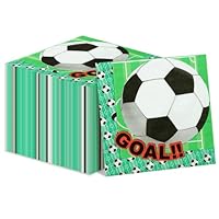 100 Stück Fußball Servietten, Fußball Thema Geburtstagsparty Servietten Einweg Papier Serviettens für Jungen und Kind Geburtstag, Baby Dusche, Spiel Tag Party Zubehör