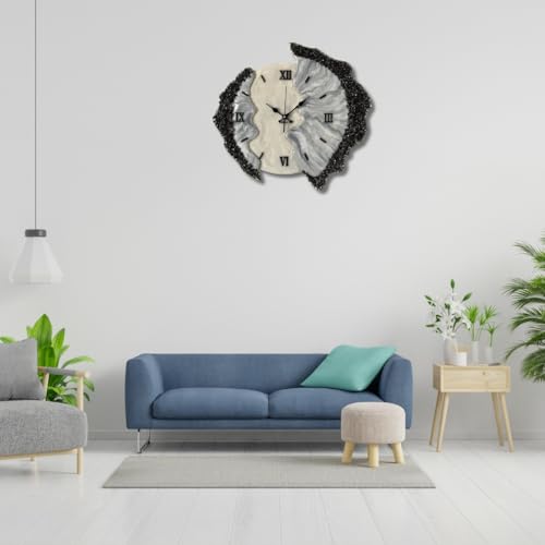 Image of Rise n Shine DIY Resin Clock Making Kit - 12 Inch Round MDF Base (4.5mm) with 18mm Quartz Clock Movement & Fancy Needles for Resin Art Wall Clock(Pack of 1) (Golden Style 1)
