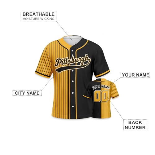 Camiseta personalizada de béisbol con rayas bicolor, nombre de equipo y número, para fans de softbol para hombres, mujeres y niños miniatura 4